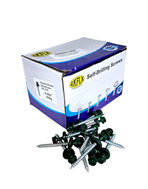 SCREW IND. 2" 10G GREEN METAL-WOOD AKFLX 950G/150PCS BOX