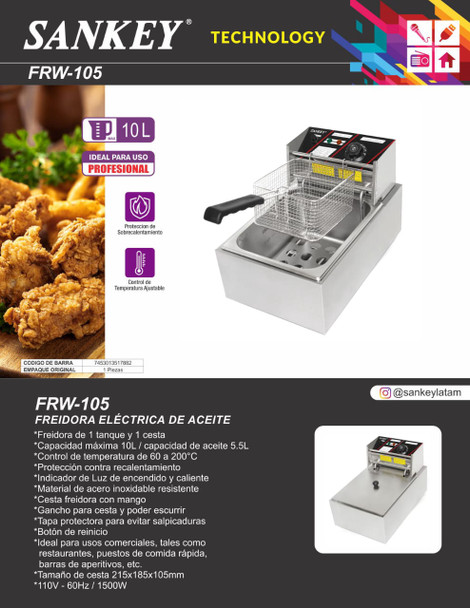 DEEP FRYER SANKEY FRW-105 110V