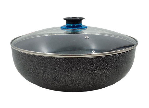 FRYING PAN WOK LEOSTAR 76228072 WITH GLASS LID 32CM