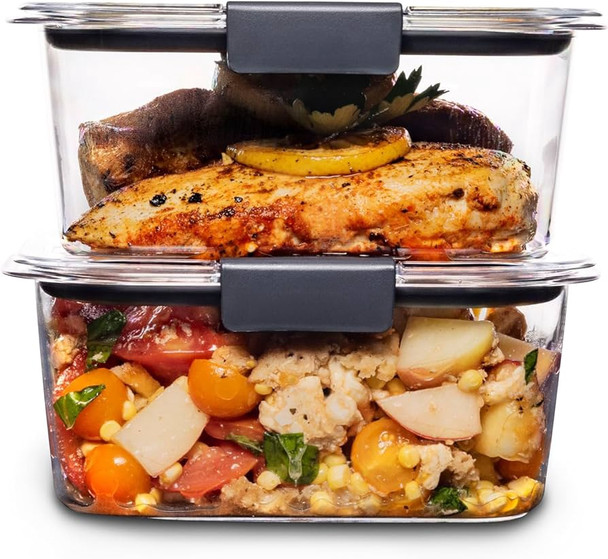FOOD BOWL RUBBERMAID BRILLIANCE STAINSHIELD PLASTIC 2PCS 2135072