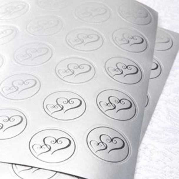 Party Wilton Envelope Decorating Silver Heart Seals 50PCS Pack 1008-628