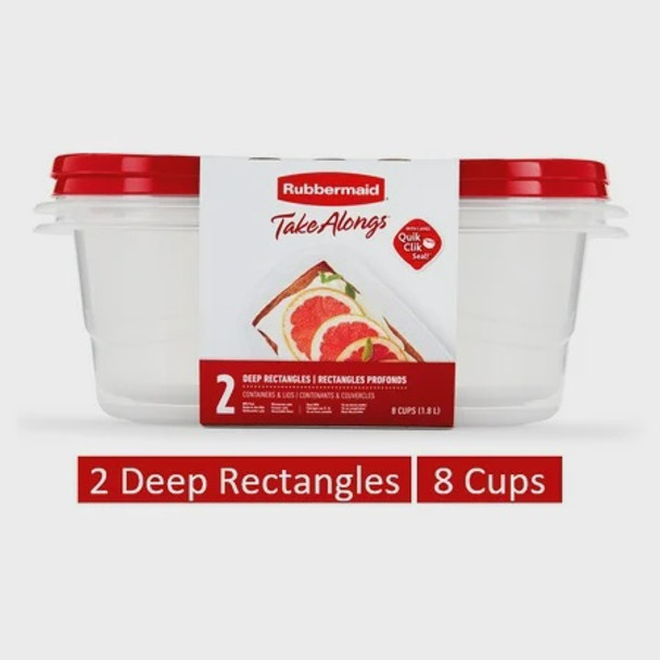 FOOD BOWL RUBBERMAID TAKE ALONGS DEEP RECTANGLES 8CUPS 1.8L 2PCS 2156251