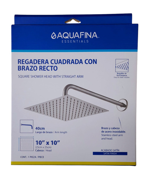SHOWER HEAD AQUAFINA SQUARE 10" X 10" SATIN CHROME A-SHS10-2