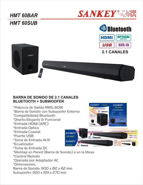 SOUNDBAR SANKEY HMT-60BAR + HMT-60SUB 2.1