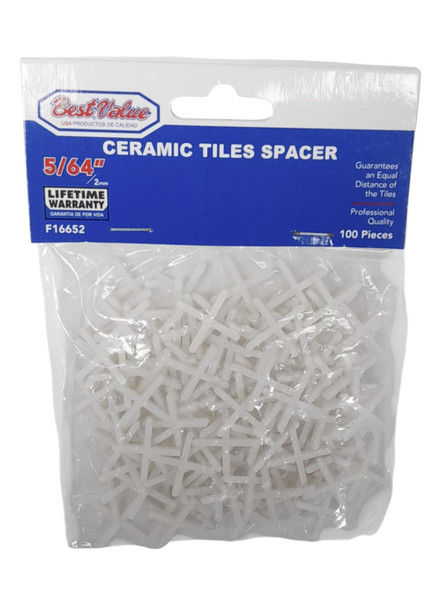 TILE SPACERS 2MM/5/64" BEST VALUE F16652 100PCS PK