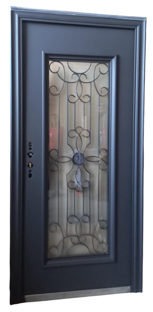 DOOR METAL SINGLE BLACK DESIGN GLASS GYN-S912 2050X960X70MM