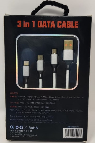 CABLE USB 3 IN 1 HEYU HY-C93 2.4A 1200MM DATA