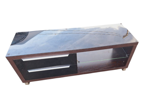 TV STAND 2120 BROWN WOOD AND GLASS