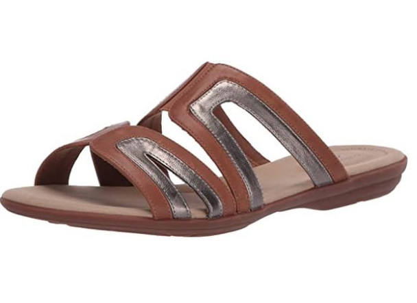 Footwear Clarks Women's Ada Lilah Flat Sandal Tan Combi Leather/Synthetic