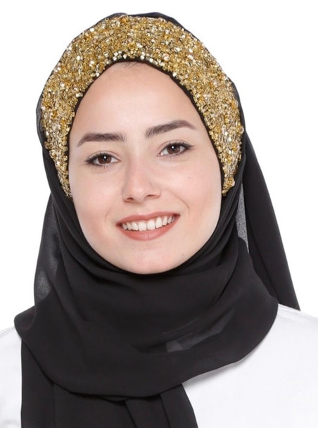 Hijab Scarf Chiffon With Gold Bead
