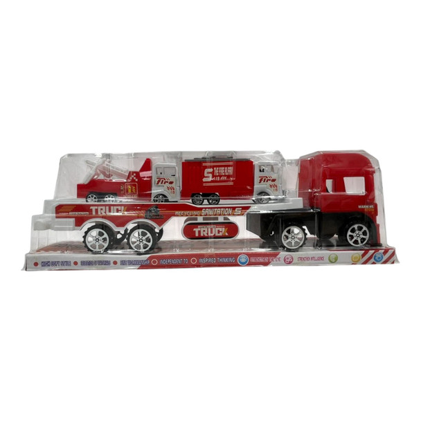 TOY PUSH TRUCK GP-3205 688-004 RED HEAVY CONSTRUCTION SANITATION RECYCLING