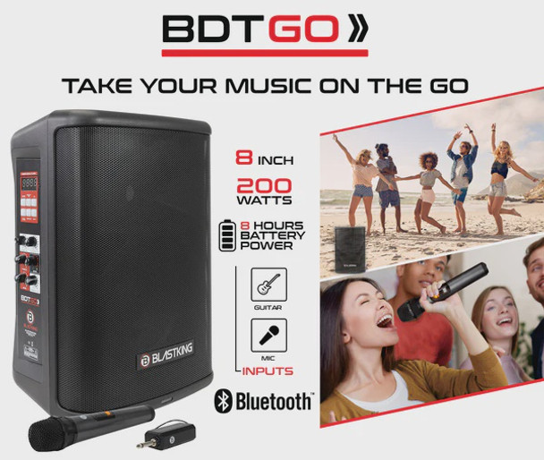 SPEAKER BOX BLASTKING 8" IBKE-BDTGO PORTABLE BATTERY RECHARGEABLE POWERED EACH