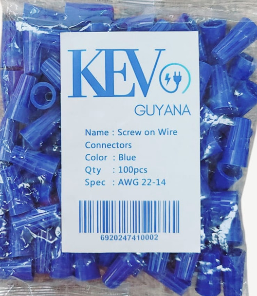 WIRE CONNECTOR SCREW ON BLUE KEV 22-14 100PCS PK