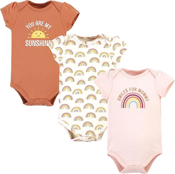 Baby Bodysuit Hudson 3Pack Pink Rainbow / Yellow & Green