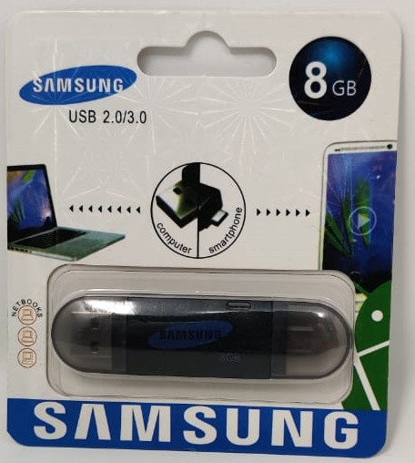 COMPUTER FLASH DRIVE 8GB USB 2.0/3.0 USB & MICRO USB PORTS BLACK