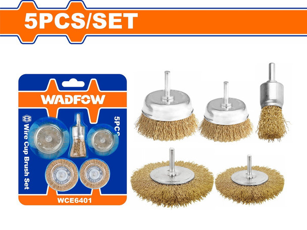WIRE BRUSH WHEEL & CUP BRASS 3PCS SET WADFOW WCE6402