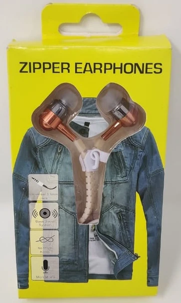 HEADPHONE WITH MIC ZIPPER YELLOW BOX