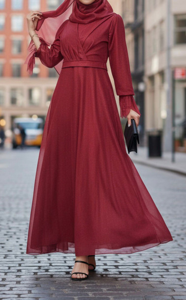Dress Evening Sparkle Blush / Burgandy / Gold