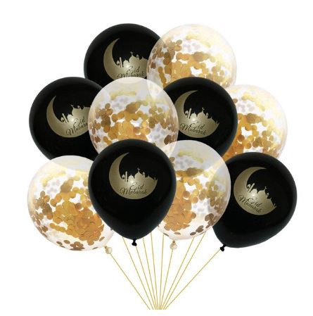 Eid / Ramadan Balloon 10pcs Black/Gold/Pink