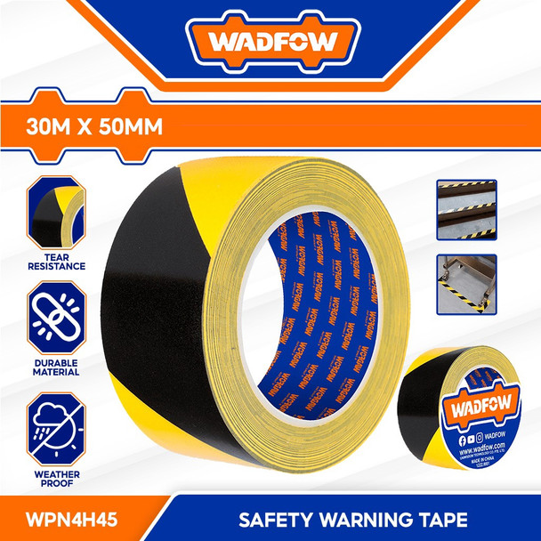TAPE PVC SAFETY WARNING 30M X 50MM WADFOW WPN4H45