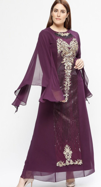 Dress Evening Arikan Plum with Sequins