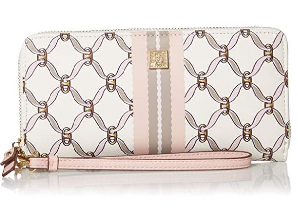 Purse Anne Klein Slim Zip Wallet w/Wristlet AKH3393 White Multi