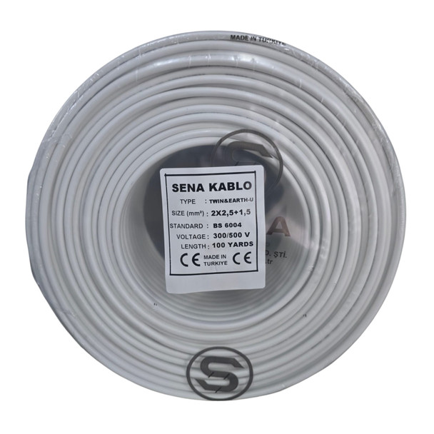 CABLE 2.5MM 2CORE FLAT WITH EARTH TURKIYE/SEVAL KABLO/TFK ROLL