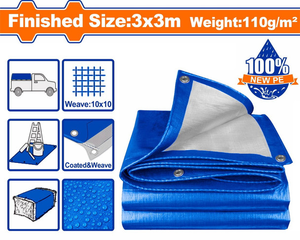 TARPAULIN BLUE WADFOW 3X3 METRE 9.8FTX9.8FT WTQ1833