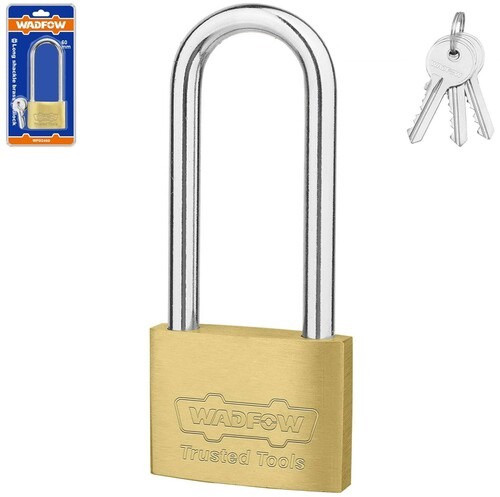 PADLOCK 60MM BRASS WADFOW WPD2460 LONG SHACKLE