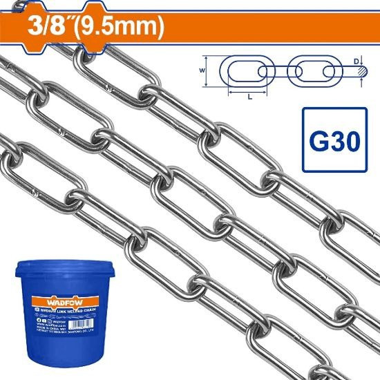 CHAIN 3/8" 9.5MM SILVER COLOR WADFOW WTLT1B09 SOLD BY FT