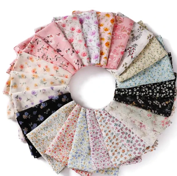 Hijab Scarf Floral Print Chiffon Crepe Assorted Colors