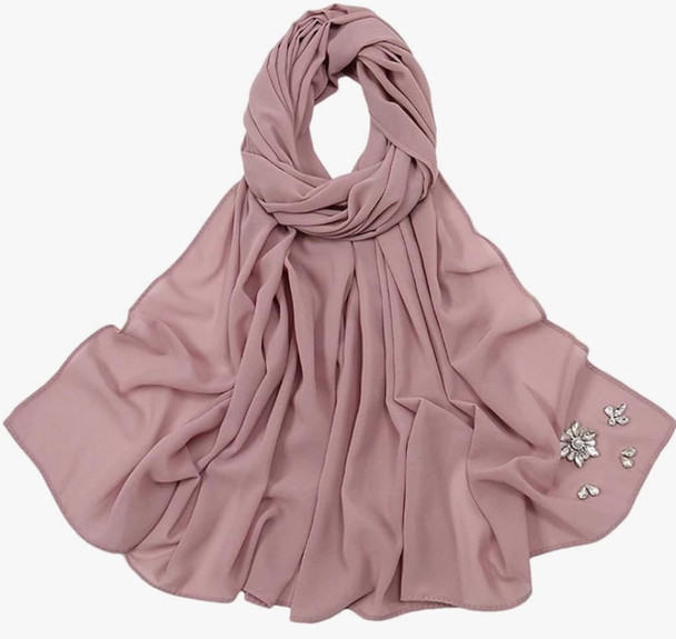 Hijab Scarf Chiffon Crepe Rhinestone Assorted Colors