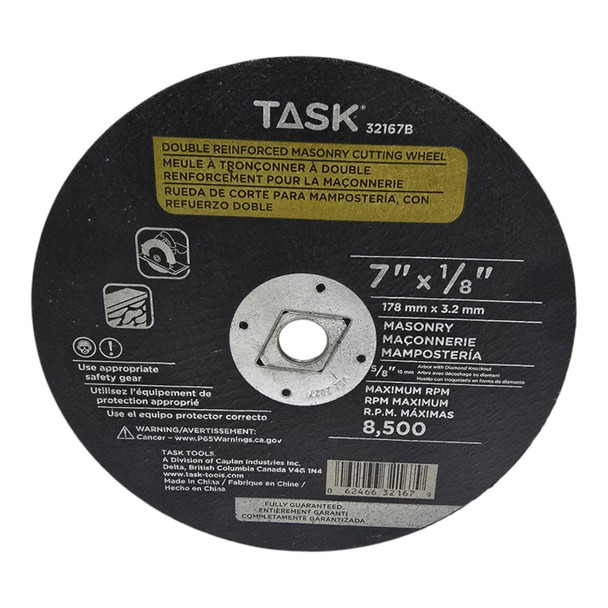 DISC 7" X 1/8" MASONRY CUTTING TASK 32167B DOUBLE REINFORCED