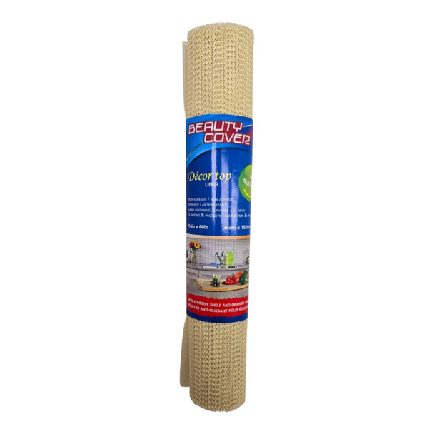 SHELF LINER BEAUTY COVER JESSAR 60" X 14" BEIGE 6-00305