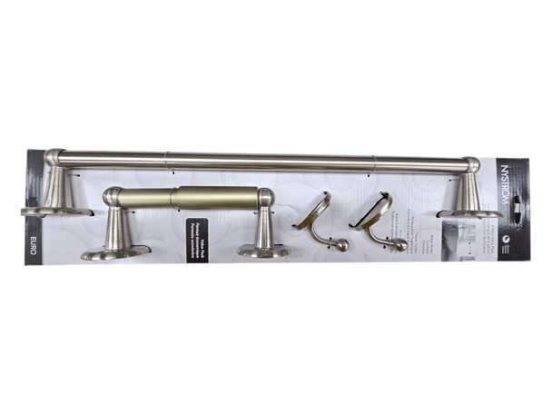 BATHROOM ACCESSORIES SET 4PCS NYSTROM EURO TOILET PAPER HOLDER/2 ROBE HOOK/TOWEL BAR 30449