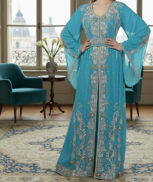 Gown Beaded Plus Size Purple / Emerald / Blue