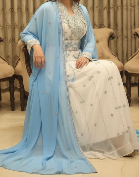 Gown Beaded kaftan Sky Blue