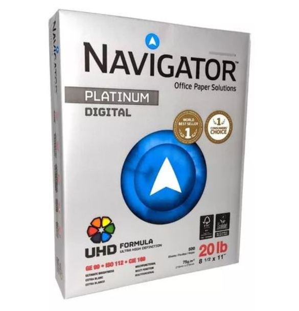 COMPUTER PRINTER PAPER OFFICE COPY NAVIGATOR PLATINUM LETTER 8.5" X 11" WHITE 500 SHEETS 75GSM NPL1120 SOLD PER PACK