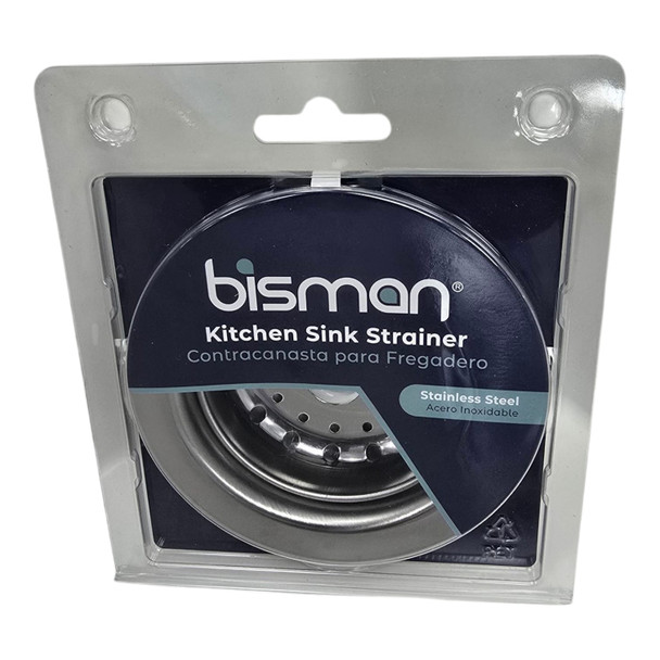 SINK WASTE KITCHEN 1 1/2" X 3 1/2" BISMAN STAINLESS STEEL WITH STRAINER BMSD0400