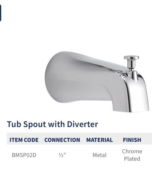 TUB SPOUT WITH DIVERTER CHROME BISMAN BMSP02D