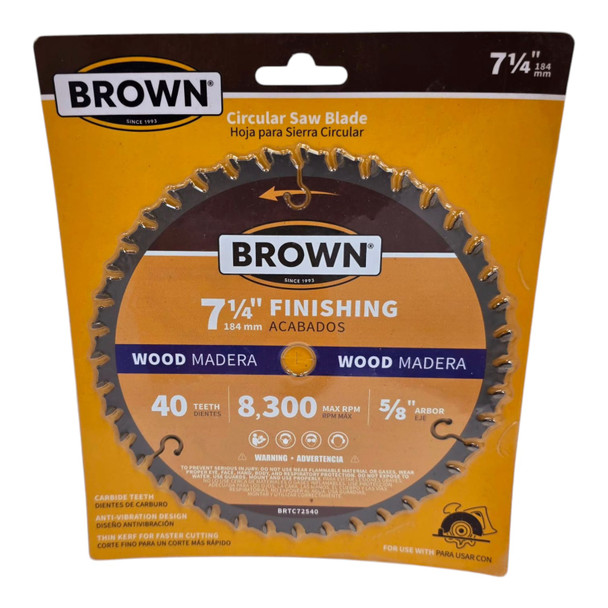 BLADE CIRCLE SAW 7 1/4"X 40T CARBIDE BROWN USA BRTC72540