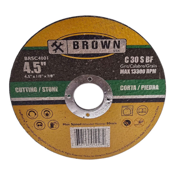 DISC 4.5" X 1/8" STONE CUTTING BROWN USA BRSC4001