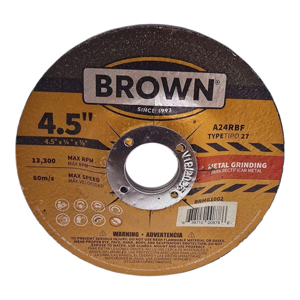 DISC 4 1/2" X 1/4" METAL GRINDING BROWN USA BRMG1002