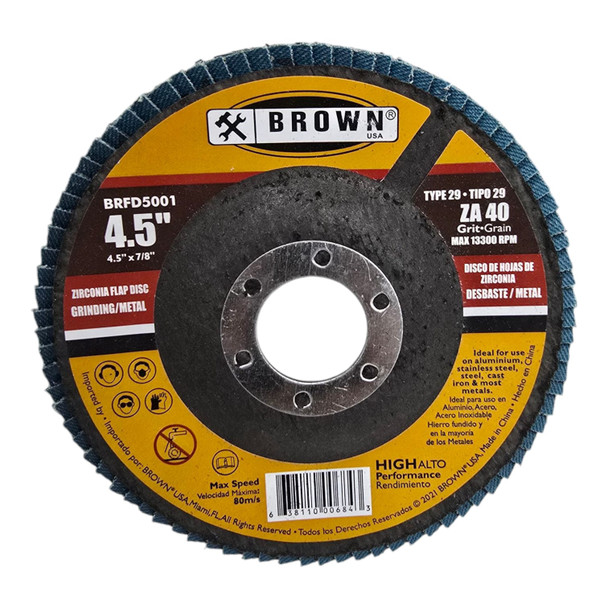 DISC FLAP 4.5" BROWN USA BRFD5001 GRINDING METAL
