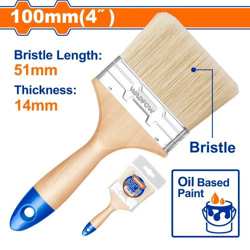 PAINT BRUSH 4" WADFOW WPB2904 100MM WOOD HANDLE