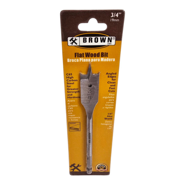 DRILL BIT FLAT WOOD 3/4" BROWN USA FWB0034