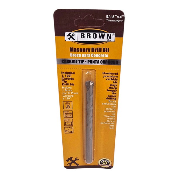 DRILL BIT MASONRY 5/16" X 4" CARBIDE BROWN USA BR1220