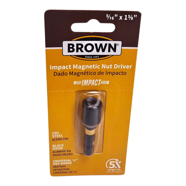 NUT DRIVER 5/16" X 1 5/8" MAGNETIC BROWN USA BRB45062M