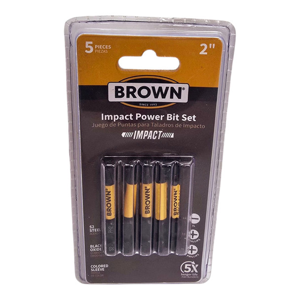 IMPACT POWER BIT 2" 5PCS PK BROWN USA BRB3500M
