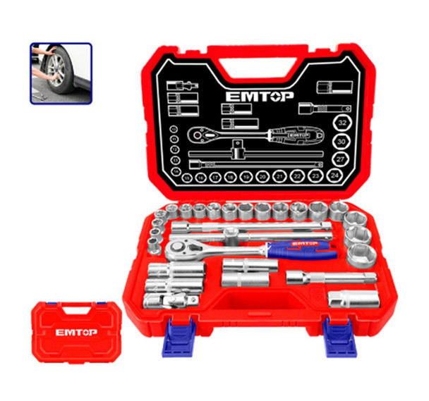 SOCKET SET 28PCS 1/2" EMTOP ESKT12281